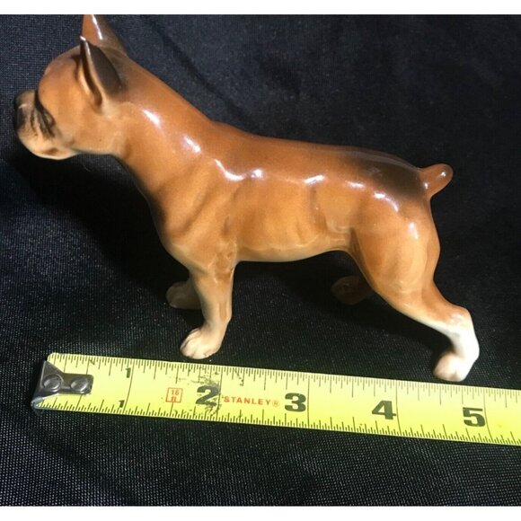 Boxer Dog Figurine Brindle Cropped Ears Ceramic 4 x 5 " Standing Japan - Picture 7 of 9